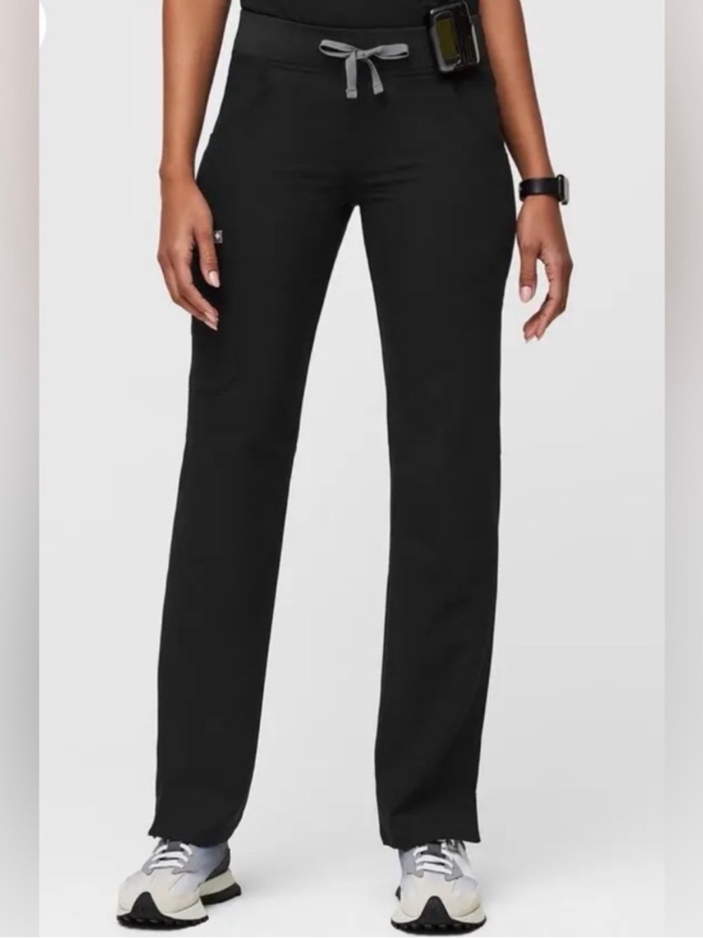 Figs Kade High Waist Cargo Scrub Pants in Black.